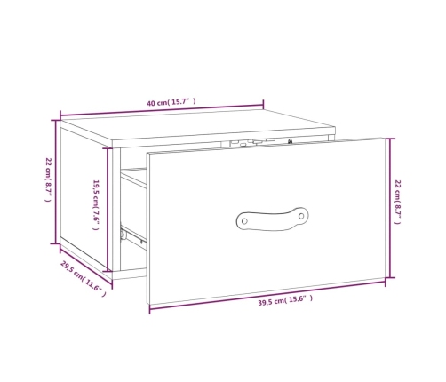 Mesita de noche de pared 2 uds 40x29,5x22 cm