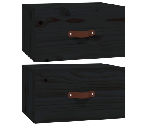 Mesitas de noche de pared 2 uds negro 40x29,5x22 cm