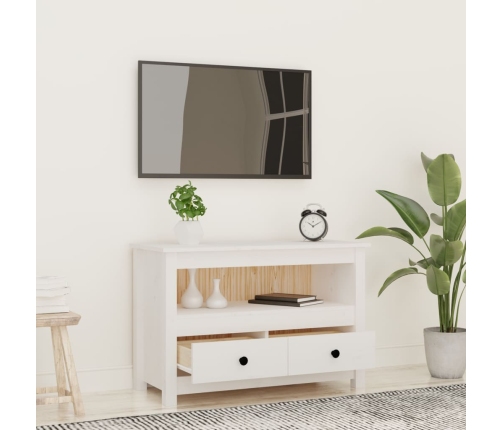 Mueble para TV de madera maciza de pino blanco 79x35x52 cm