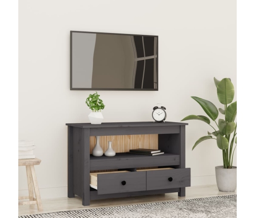 Mueble de TV de madera maciza de pino gris 79x35x52 cm