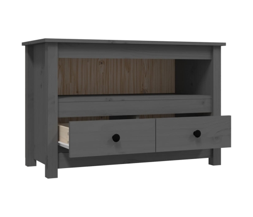 Mueble de TV de madera maciza de pino gris 79x35x52 cm