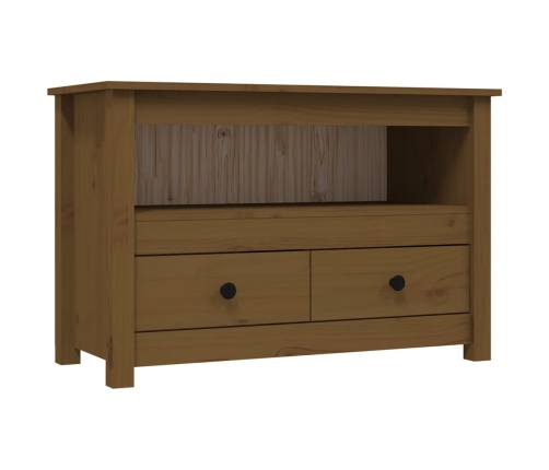 Mueble de TV madera maciza de pino marrón miel 79x35x52 cm