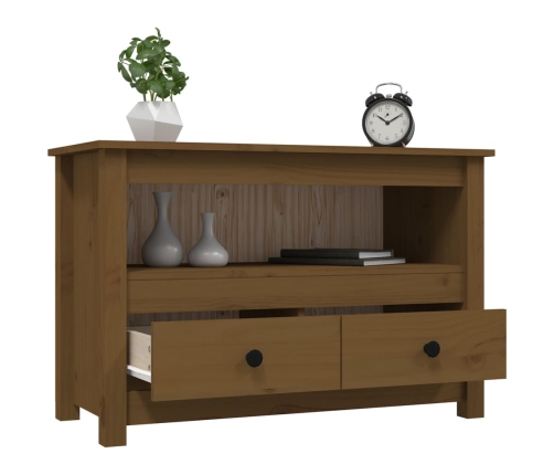 Mueble de TV madera maciza de pino marrón miel 79x35x52 cm