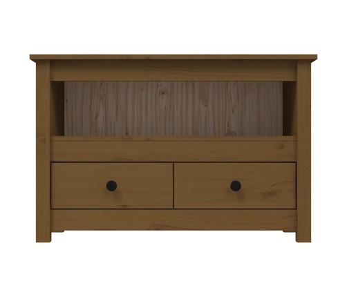 Mueble de TV madera maciza de pino marrón miel 79x35x52 cm