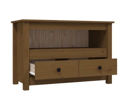 Mueble de TV madera maciza de pino marrón miel 79x35x52 cm