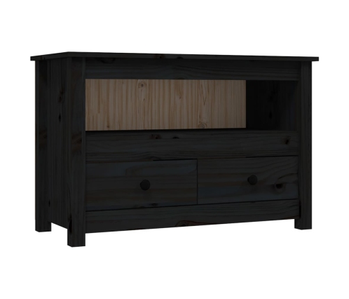 Mueble de TV de madera maciza de pino negro 79x35x52 cm