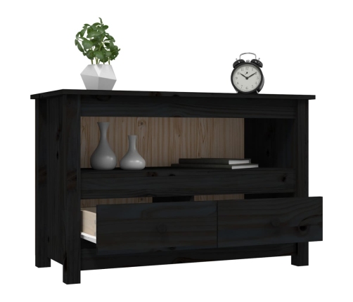 Mueble de TV de madera maciza de pino negro 79x35x52 cm