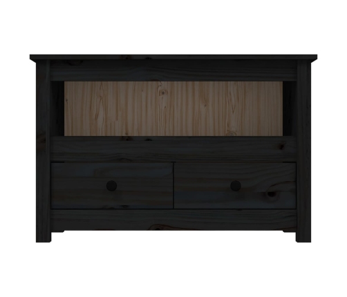 Mueble de TV de madera maciza de pino negro 79x35x52 cm