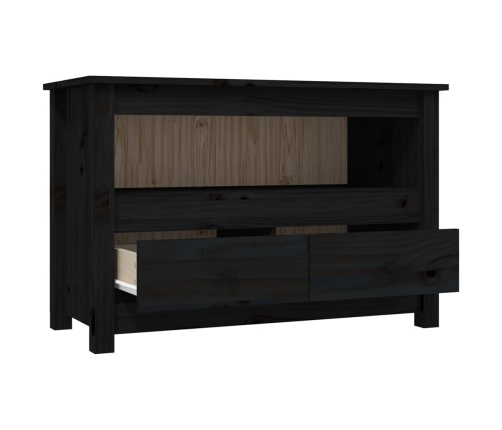 Mueble de TV de madera maciza de pino negro 79x35x52 cm