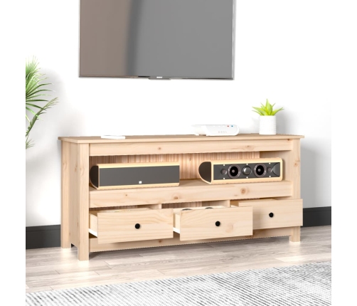 Mueble de TV de madera maciza de pino 114x35x52 cm