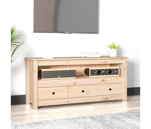 Mueble de TV de madera maciza de pino 114x35x52 cm