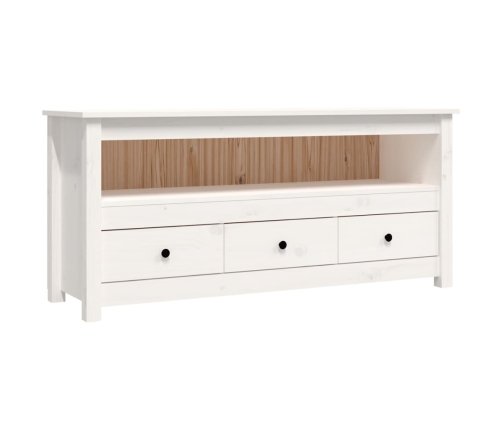 Mueble para TV de madera maciza de pino blanco 114x35x52 cm