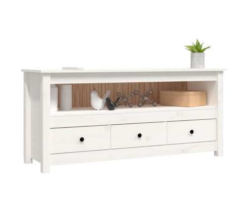 Mueble para TV de madera maciza de pino blanco 114x35x52 cm