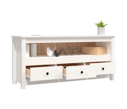 Mueble para TV de madera maciza de pino blanco 114x35x52 cm