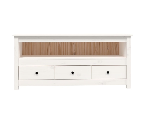 Mueble para TV de madera maciza de pino blanco 114x35x52 cm