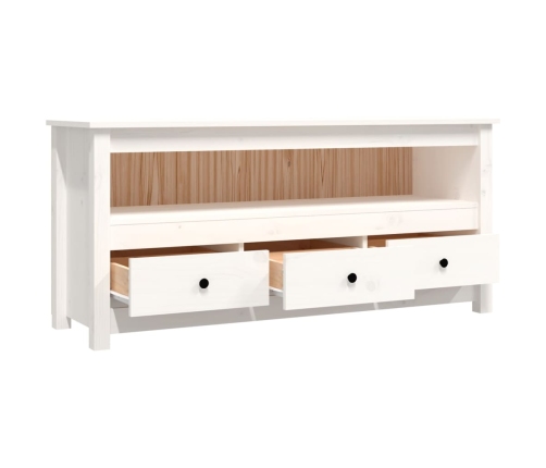 Mueble para TV de madera maciza de pino blanco 114x35x52 cm