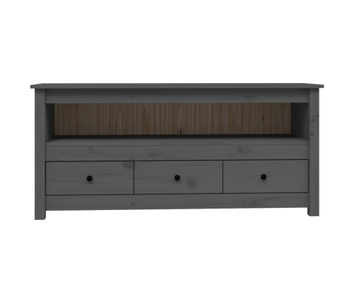 vidaXL Mueble de TV de madera maciza de pino gris 114x35x52 cm