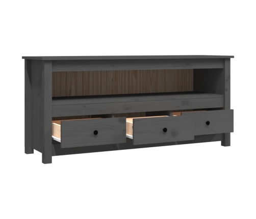 vidaXL Mueble de TV de madera maciza de pino gris 114x35x52 cm