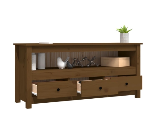 Mueble de TV madera maciza de pino marrón miel 114x35x52 cm