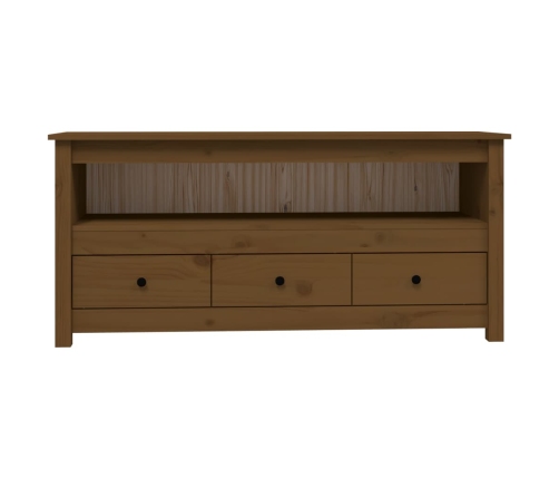 Mueble de TV madera maciza de pino marrón miel 114x35x52 cm