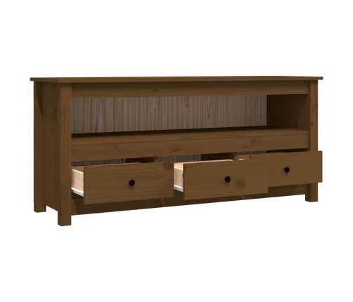 Mueble de TV madera maciza de pino marrón miel 114x35x52 cm