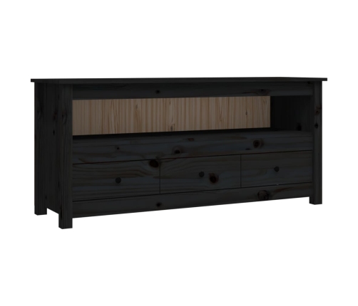 vidaXL Mueble de TV de madera maciza de pino negro 114x35x52 cm