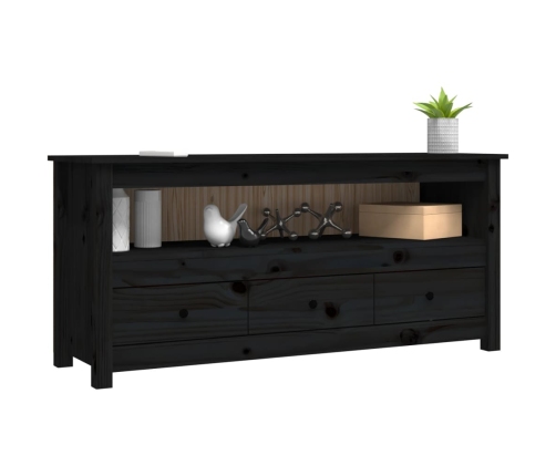 Mueble de TV de madera maciza de pino negro 114x35x52 cm