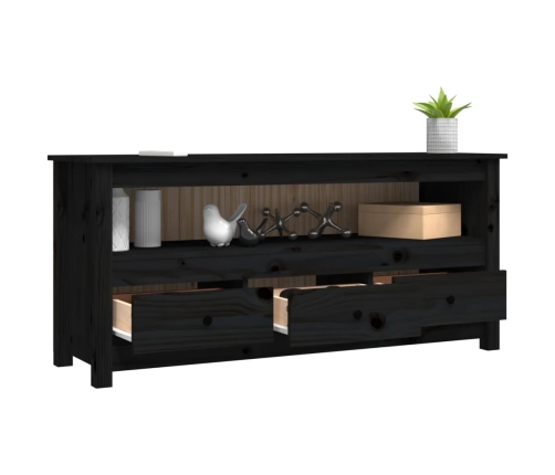 vidaXL Mueble de TV de madera maciza de pino negro 114x35x52 cm