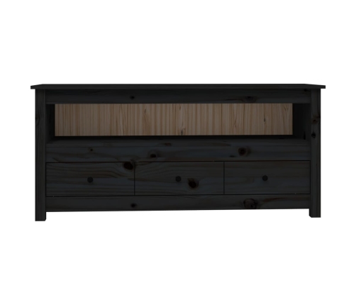 Mueble de TV de madera maciza de pino negro 114x35x52 cm