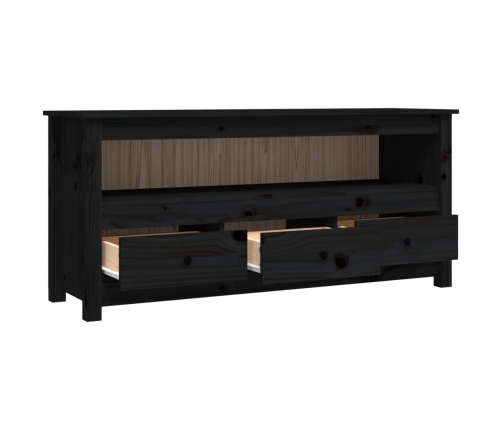 vidaXL Mueble de TV de madera maciza de pino negro 114x35x52 cm