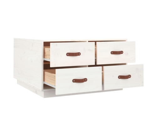 vidaXL Mesa de centro de madera maciza de pino blanco 80x80x45 cm