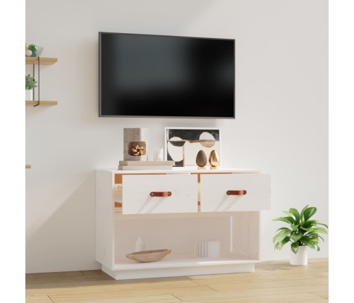 Mueble para TV madera maciza de pino blanco 90x40x60 cm