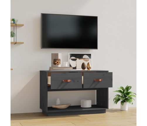 vidaXL Mueble de TV madera maciza de pino gris 90x40x60 cm