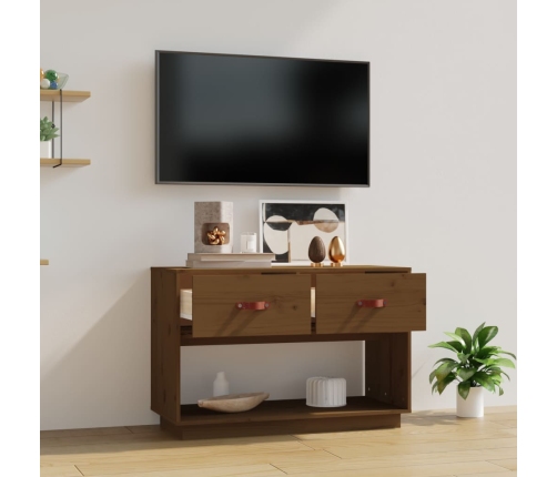 vidaXL Mueble de TV madera maciza de pino marrón miel 90x40x60 cm