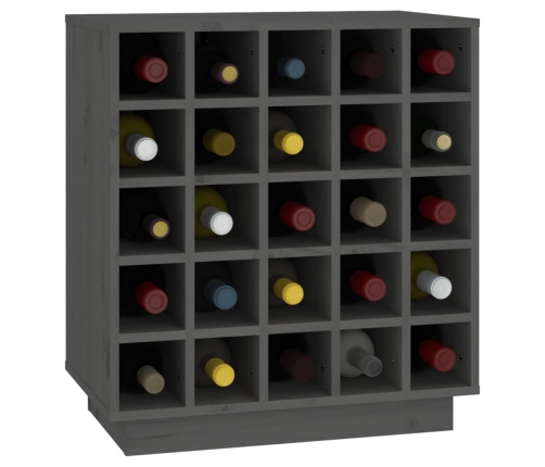 Botellero de madera maciza de pino gris 55,5x34x61 cm