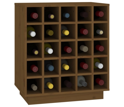 Botellero de madera maciza de pino marrón miel 55,5x34x61 cm