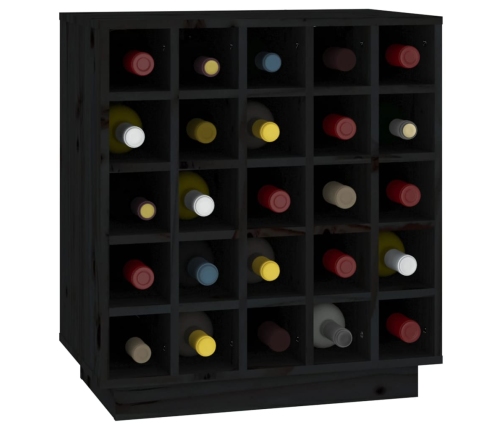 Botellero de madera maciza de pino negro 55,5x34x61 cm