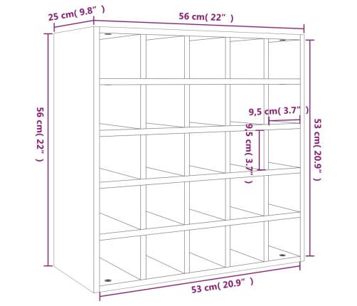 Botellero de madera maciza de pino 56x25x56 cm