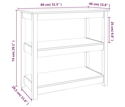 Mesa consola madera maciza de pino 80x40x74 cm