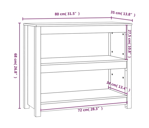 Estantería madera maciza de pino blanca 80x35x68 cm