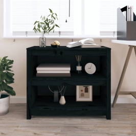 Estantería madera maciza de pino negra 80x35x68 cm