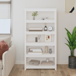 Estantería madera maciza de pino blanca 80x35x154 cm