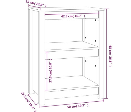 Estantería madera maciza de pino 50x35x68 cm