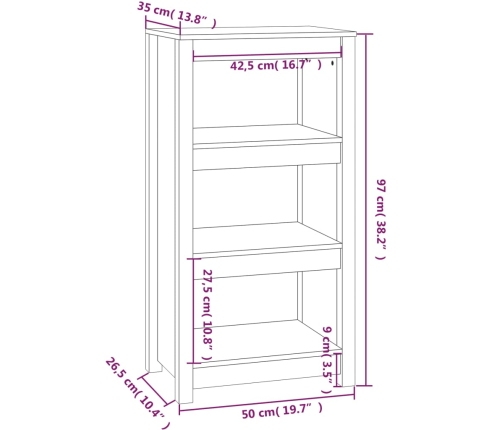 vidaXL Estantería madera maciza de pino blanca 50x35x97 cm