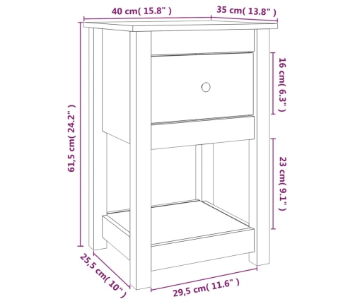 Mesitas de noche 2 uds madera maciza de pino 40x35x61,5 cm