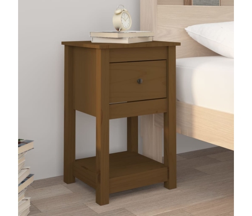 Mesita de noche madera maciza de pino marrón miel 40x35x61,5 cm