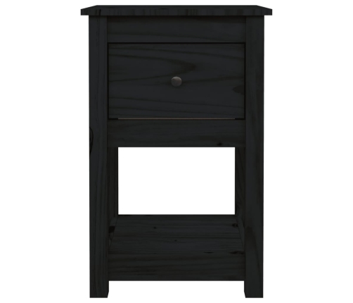 Mesita de noche madera maciza de pino negro 40x35x61,5 cm