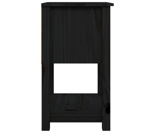 Mesita de noche madera maciza de pino negro 40x35x61,5 cm