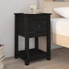 Mesita de noche madera maciza de pino negro 40x35x61,5 cm