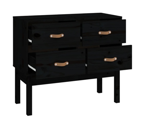 Mueble consola de madera maciza de pino negro 90x40x78 cm